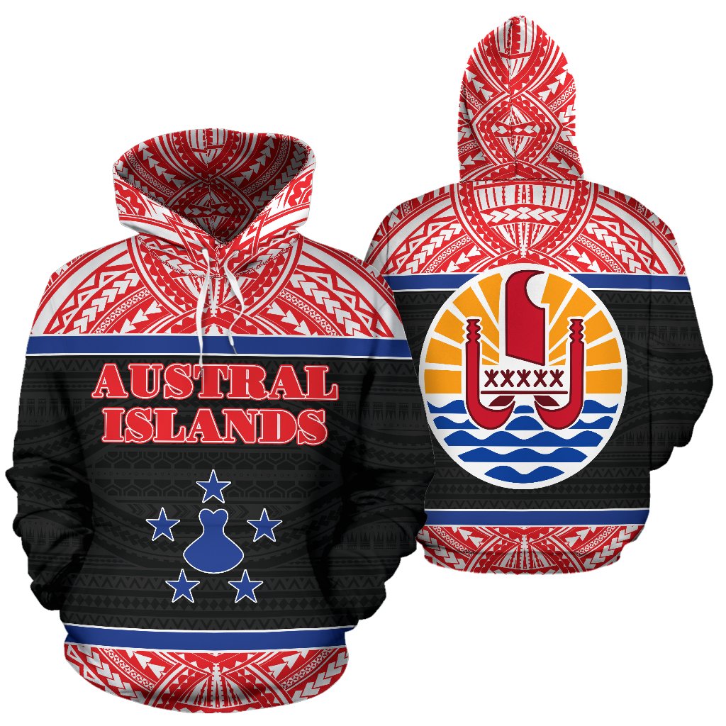 Austral Islands All Over Hoodie Polynesian Hoodie Style Unisex White - Polynesian Pride