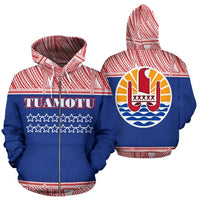 Tuamotu Polynesian All Over Zip up Hoodie Polynesian Hoodie Style Unisex White - Polynesian Pride