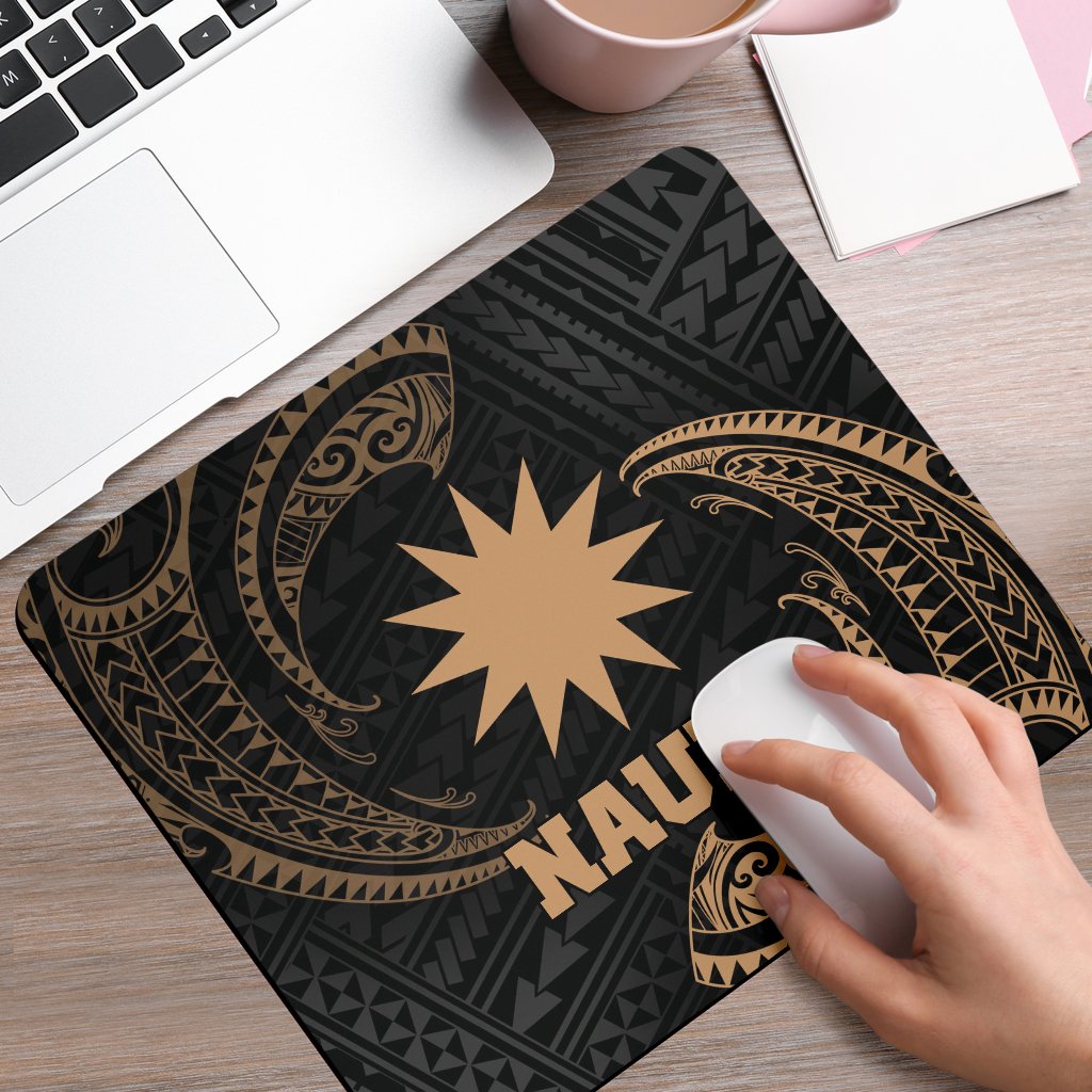 Nauru Polynesian Mouse Pad - Gold Tribal Wave - Polynesian Pride