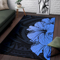 Royal Hibiscus Polynesian Tribal Area Rug Blue AH - Polynesian Pride