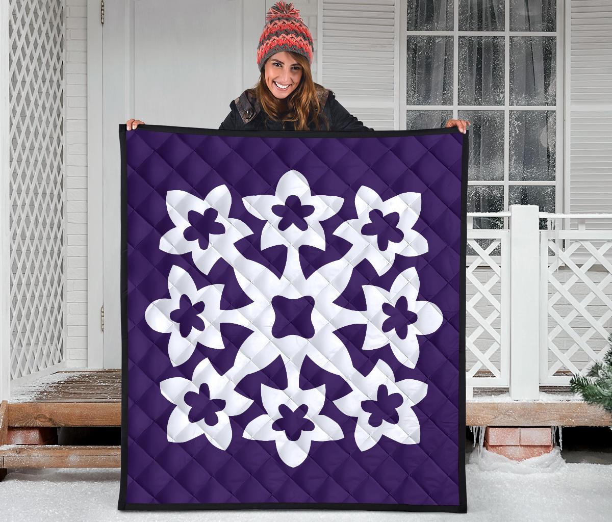 Hawaiian Premium Quilt Royal Pattern - Purple - A1 Style - Polynesian Pride