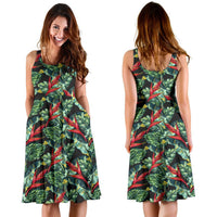 Hawaii Tropical Monstera Leaf Green Mix Midi Dress - Polynesian Pride