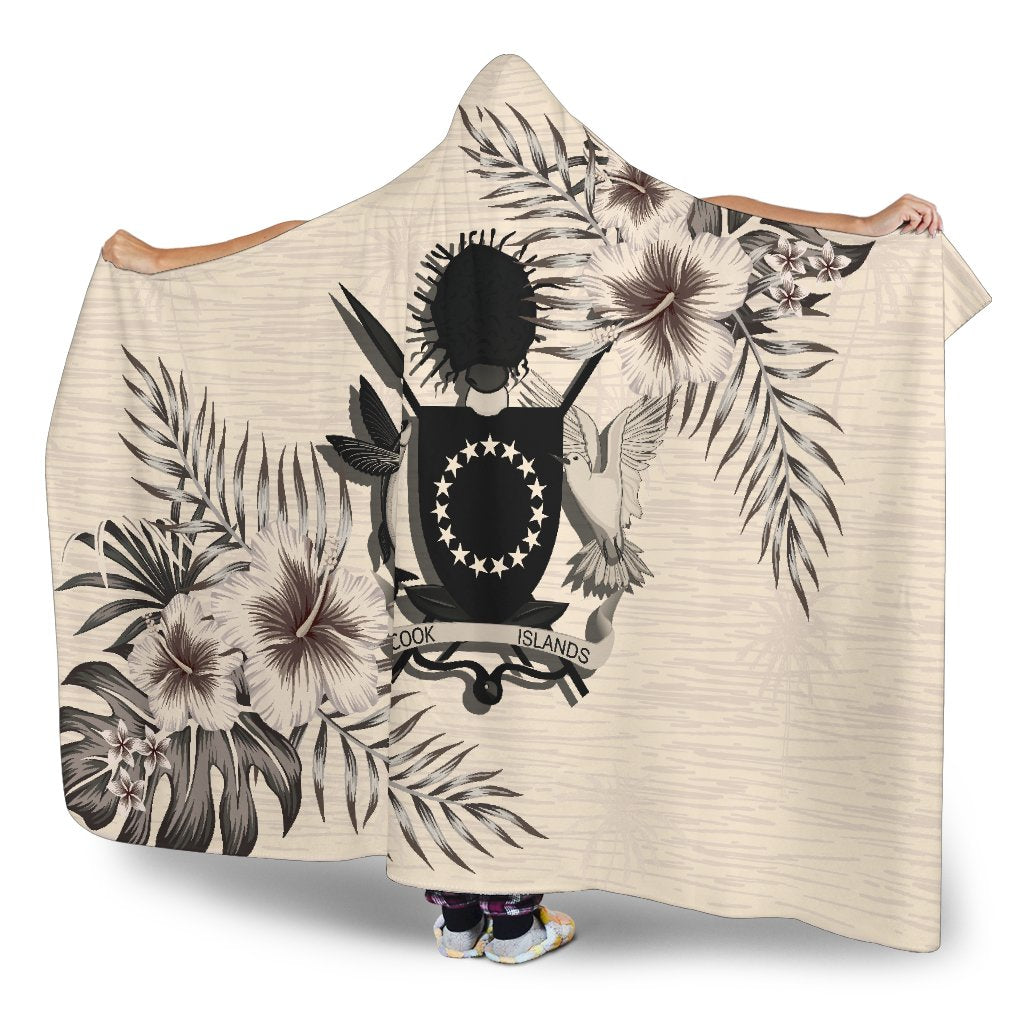 Cook Islands Hooded Blanket - The Beige Hibiscus - Polynesian Pride