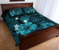 Hawaii Turtle Poly Tribal Quilt Bed Set - Turquoise - Polynesian Pride