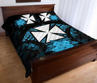 Wallis And Futuna Polynesian Quilt Bed Set Hibiscus Blue - Polynesian Pride