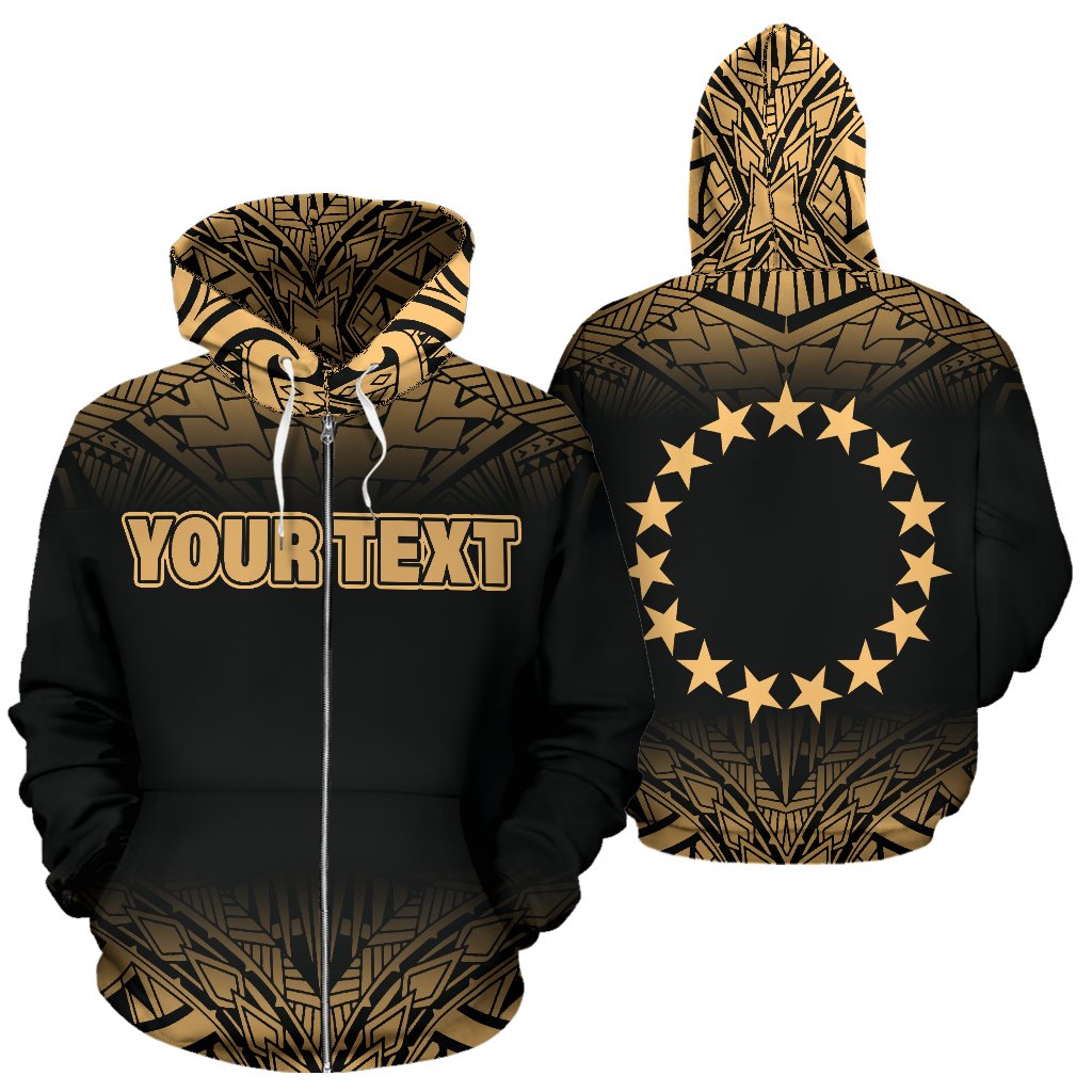 Cook Islands Polynesian Custom Zip up Hoodie Fog Gold Unisex Gold - Polynesian Pride