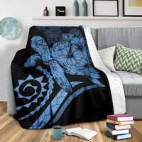 Hawaii Turtle Hibiscus Polynesian Vintage Premium Blanket - Pastel Blue - Polynesian Pride