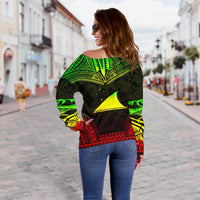Tokelau Polynesian Chief Custom Personalised Women's Off Shoulder Sweater - Reggae Version - Polynesian Pride