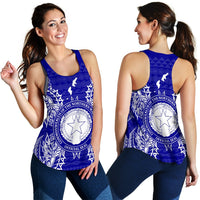 Northern Mariana Islands Polynesian Women Tank Top Map Blue - Polynesian Pride