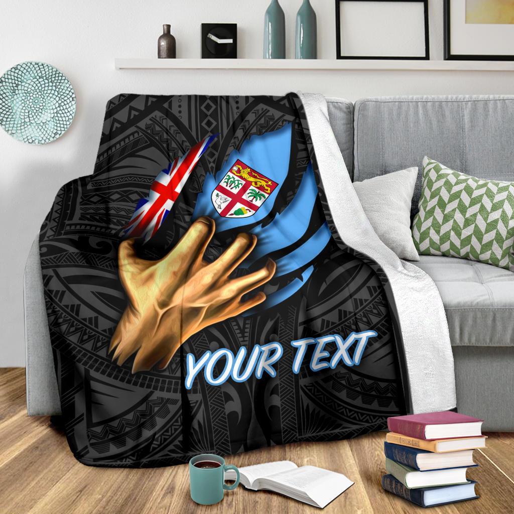 Fiji Personalised Premium Blanket - Fiji In Me (Black) - Polynesian Pride