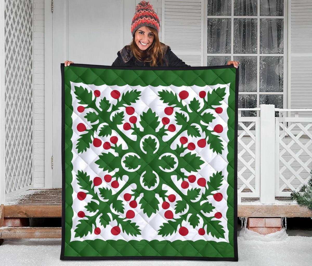 Hawaiian Fresh Fruit Tropical Pattern Premium Quilt - Green - Argu Style - AH - Polynesian Pride