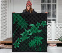 Hawaii Turtle Plumeria Coconut Tree Polynesian Premium Quilt - Green - Polynesian Pride