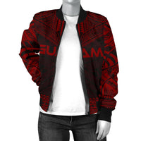 Guam Polynesian Chief Women'S Bomber Jacket - Red Version - Polynesian Pride