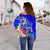 FSM Women's Off Shoulder Sweater - Turtle Plumeria (Blue) - Polynesian Pride