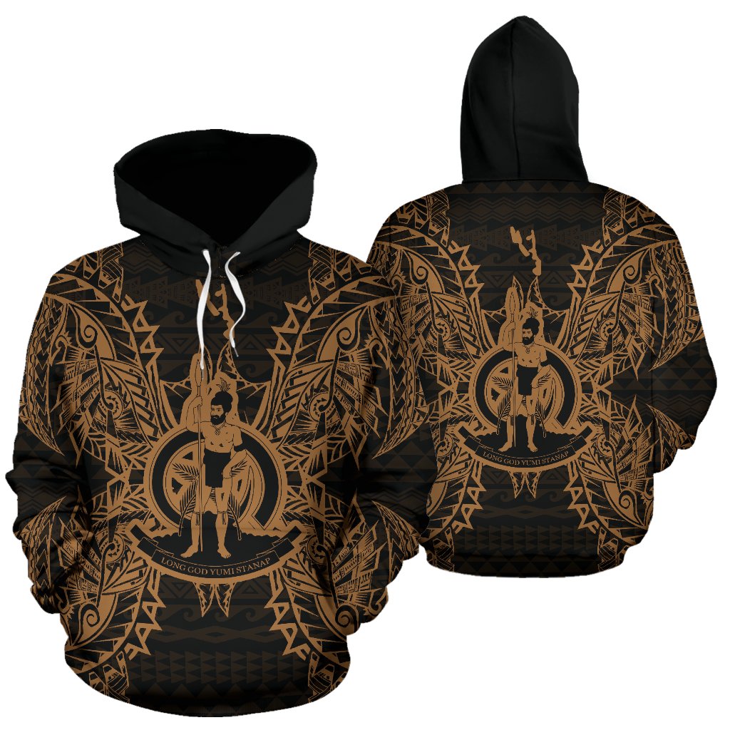 Vanuatu Polynesian ll Over Hoodie Map Gold Gold - Polynesian Pride