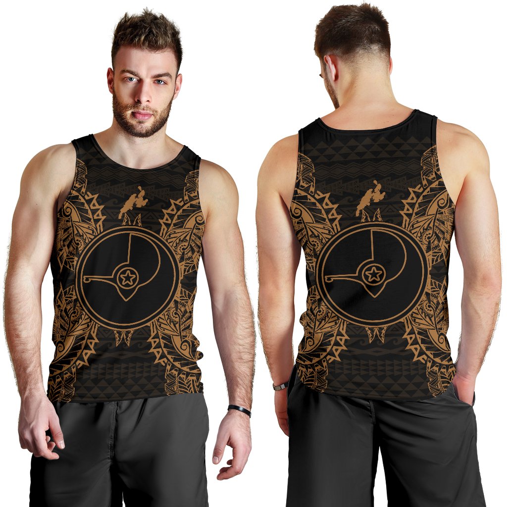 Yap Polynesian Men Tank Top Map Gold - Polynesian Pride