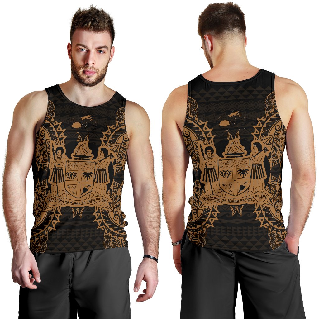 Fiji Polynesian Men Tank Top Map Gold - Polynesian Pride