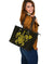 Hawaii Kakau Polynesian Turtle Map Large Leather Tote - Yellow - Polynesian Pride