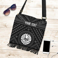Tahiti Personalised Boho Handbags - Tahiti Seal In Polynesian Tattoo Style (Black) One Style One Size Black - Polynesian Pride
