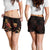 Tuvalu Polynesian Women's Shorts - Turtle With Blooming Hibiscus Gold - Polynesian Pride