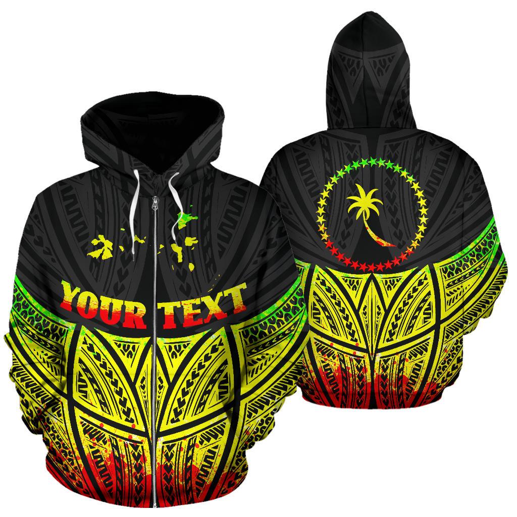 Chuuk Polynesian Custom Zip up Hoodie Reggae Pride Map and Seal Unisex Reggae - Polynesian Pride