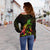 Tuvalu Polynesian Women's Off Shoulder Sweater - Turtle With Blooming Hibiscus Reggae - Polynesian Pride