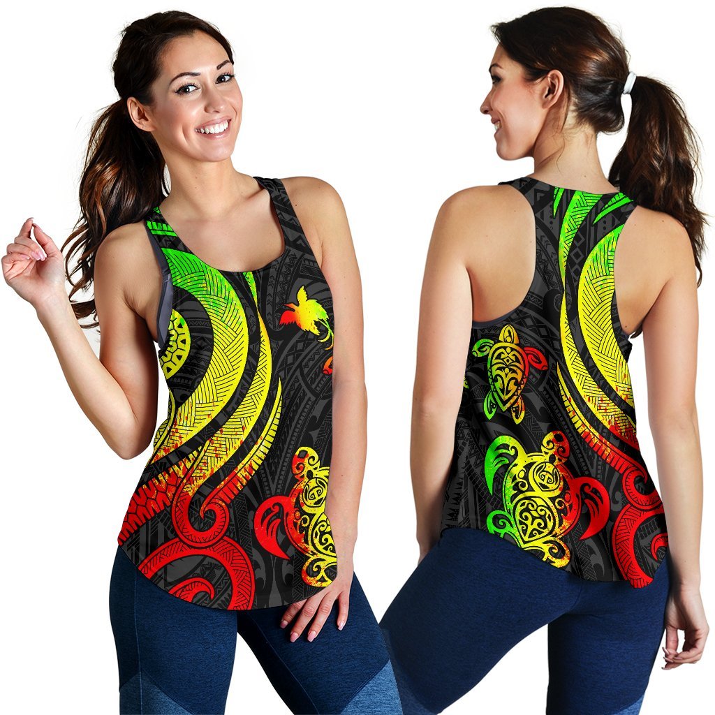 Papua New Guinea Women's Racerback Tank - Reggae Tentacle Turtle - Polynesian Pride