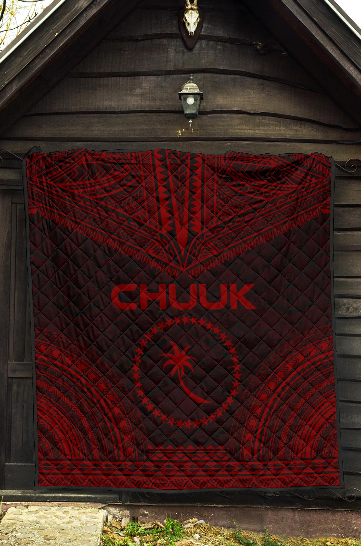 Chuuk Premium Quilt - Chuuk Flag Polynesian Chief Red Version - Polynesian Pride