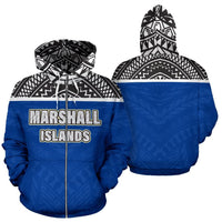 Marshall Islands All Over Zip up Hoodie Micronesian Version Unisex Blue - Polynesian Pride
