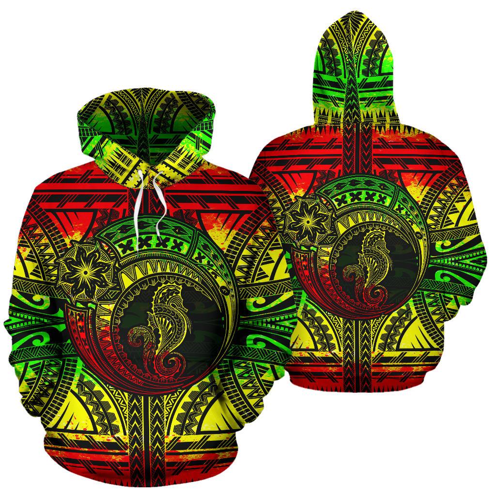 Seahorse Hoodie Polynesian Tattoo Reggae Unisex Reggae - Polynesian Pride