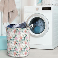 Tropical Pattern With Orchids Leaves And Gold Chains Hawaii Laundry Basket AH - Polynesian Pride