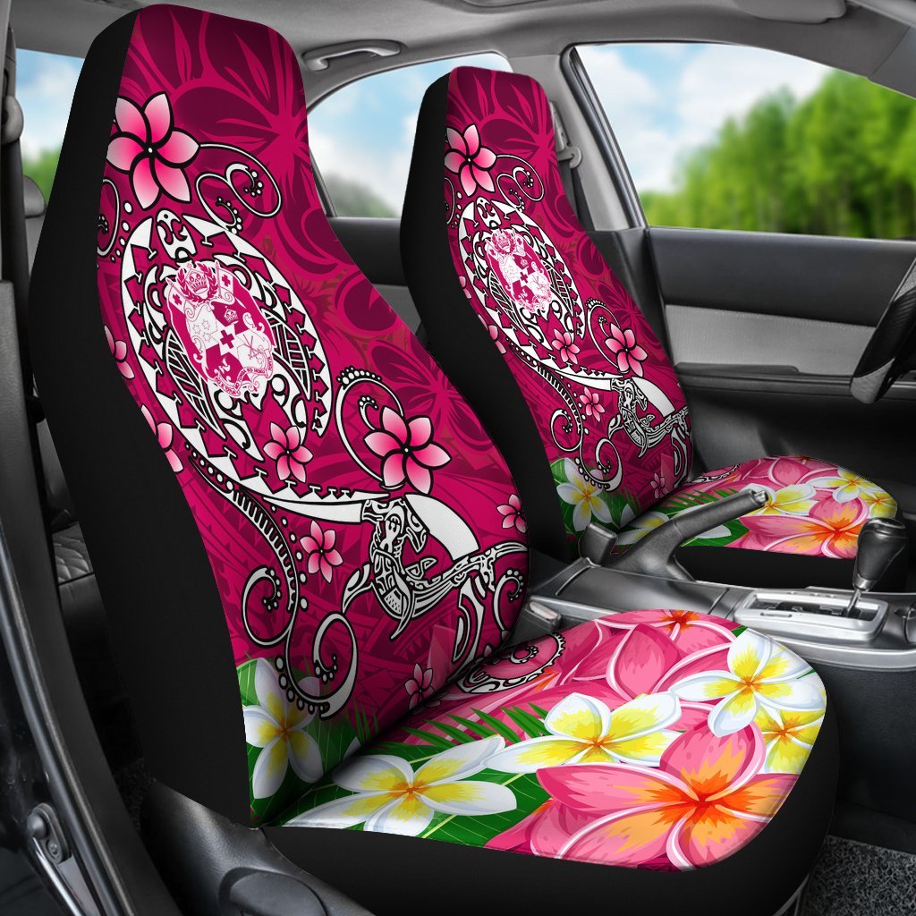 Tonga Car Seat Covers - Turtle Plumeria (Pink) Universal Fit Pink - Polynesian Pride