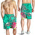 Hawaii Men's Shorts - Turtle Plumeria Polynesian Tattoo Turquoise Color - Polynesian Pride