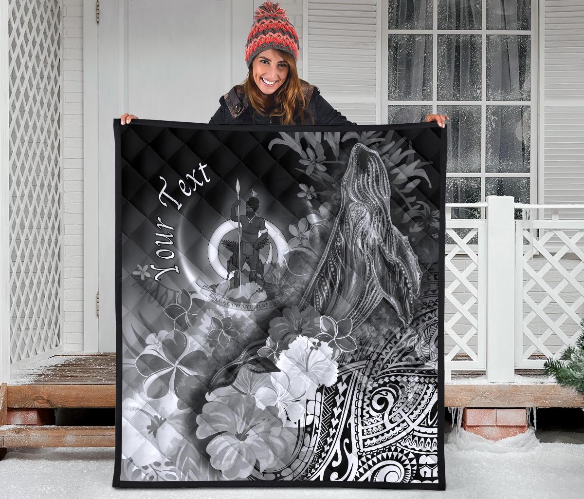 Vanuatu Custom Personalised Premium Quilt - Humpback Whale with Tropical Flowers (White) - Polynesian Pride