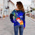 Custom Personalised Samoa Women's Off Shoulder Sweater - Humpback Whale with Tropical Flowers (Blue) - Polynesian Pride