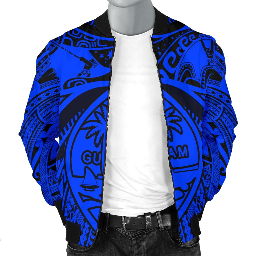Polynesian Men's Bomber Jackets - Guam Flag, Seal with Maui Moana Tattoo - Polynesian Pride