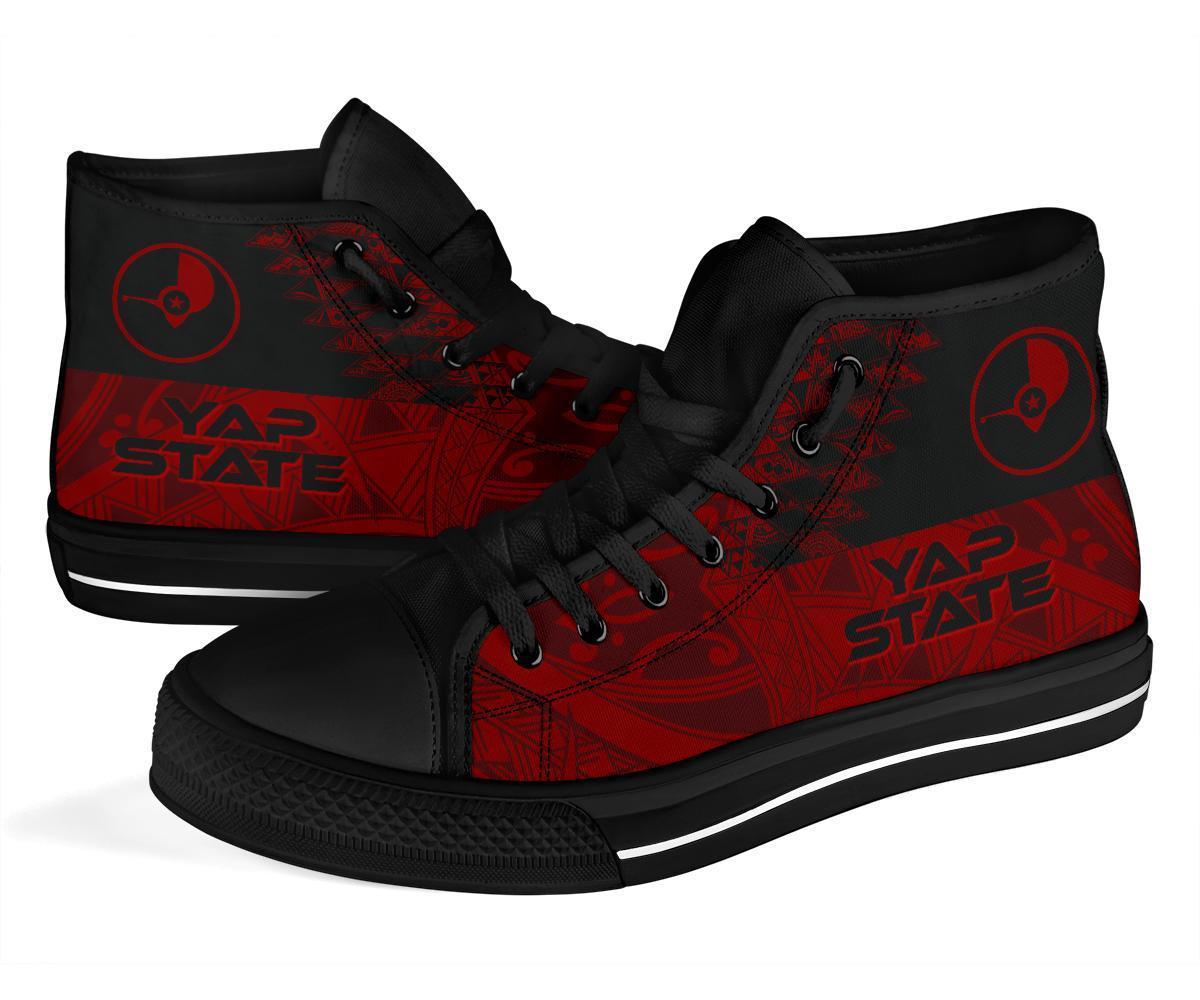 Yap State High Top Shoes - Red Color Symmetry Style - Polynesian Pride
