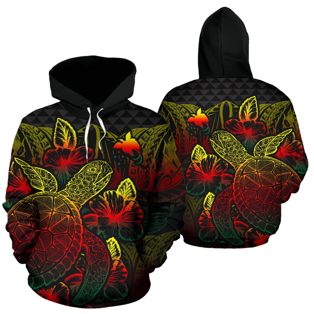 Papua New Guinea Polynesian Hoodie Turtle Hibiscus Reggae Unisex Reggae - Polynesian Pride