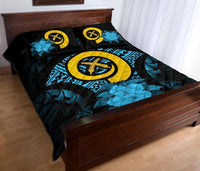 Vanuatu Polynesian Quilt Bed Set Hibiscus Blue - Polynesian Pride