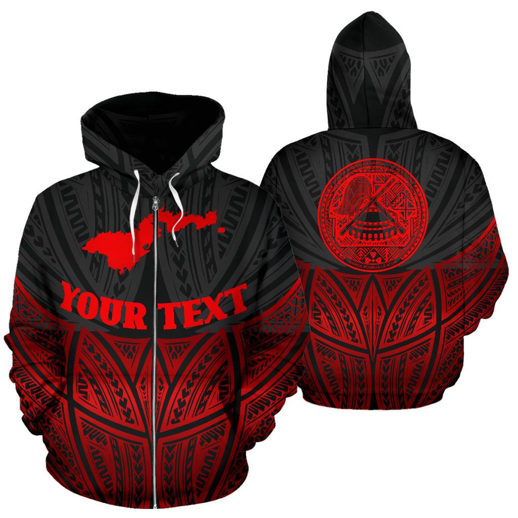 American Samoa Polynesian Custom Zip up Hoodie Red Black Pride Map and Seal Unisex Black - Polynesian Pride