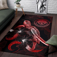 Federated States of Micronesia Polynesian Area Rugs - Turtle With Blooming Hibiscus Red - Polynesian Pride