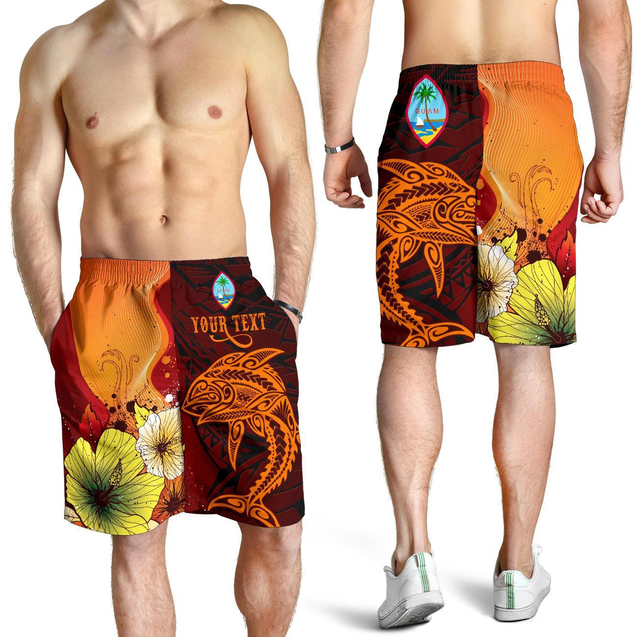 Guam Custom Personalised Men's Shorts - Tribal Tuna Fish Orange - Polynesian Pride