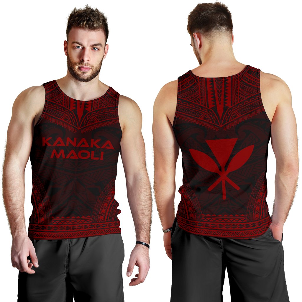 Kanaka Maoli Men's Tank Top - Polynesian Chief Red Version - Polynesian Pride