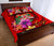 Fiji Polynesian Quilt Bed Set - Floral With Seal Red - Polynesian Pride