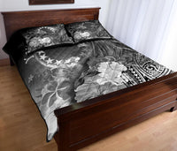 Cook Islands Custom Personalised Quilt Bed Set - Humpback Whale with Tropical Flowers (White) - Polynesian Pride