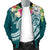 Nauru Polynesian Men's Bomber Jacket - Summer Plumeria (Turquoise) - Polynesian Pride
