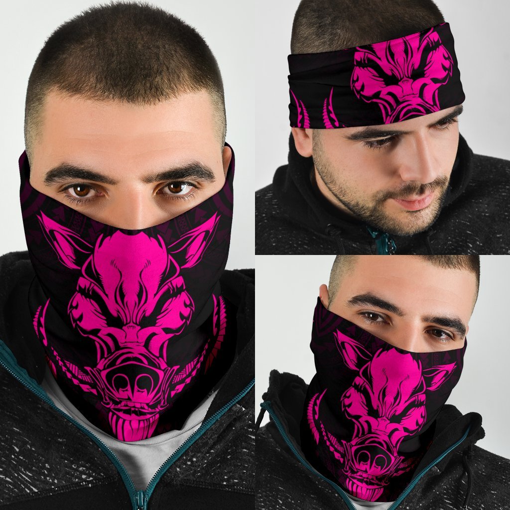 Hawaii Wild Boar Kamapua'a Polynesian Bandana 3-Pack - Pink One Size Pink - Polynesian Pride