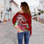 Samoa Custom Personalised Women's Off Shoulder Sweater - Turtle Plumeria (Red) - Polynesian Pride