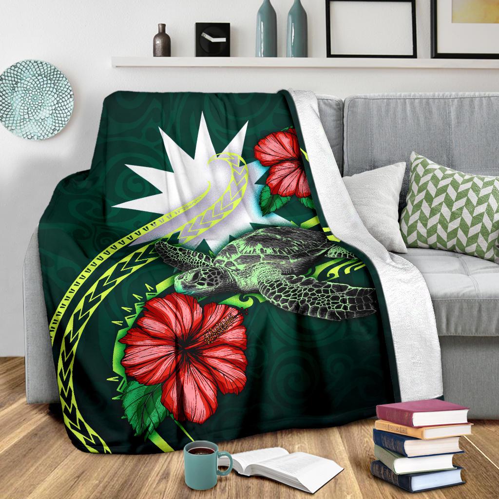Nauru Polynesian Premium Blanket - Green Turtle Hibiscus - Polynesian Pride