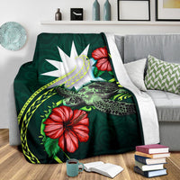 Nauru Polynesian Premium Blanket - Green Turtle Hibiscus - Polynesian Pride